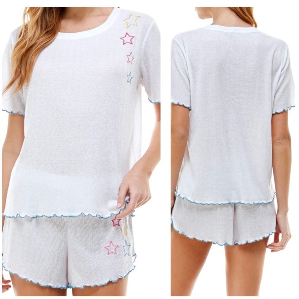 EMERSON ROAD Knitted Gauze Appliqué Tee & Short XL